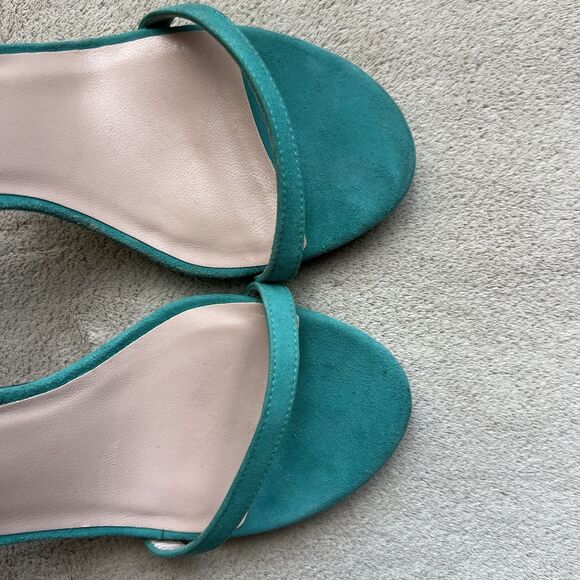 Stuart Weitzman Nudist Turquoise Teal Suede Stiletto Heeled Sandals Women 5 M - Picture 9 of 16